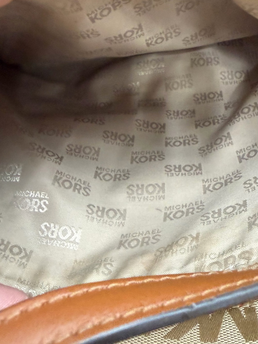 Michael Kors Beige/Tan MK Logo Tote with Front Pocket used condition!! - Picture 10 of 12
